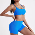 Solid Color underwear Cross Back Women Fitness Sports Bra Top Yoga Comprehensive Training Jog Chest Pad Spaghetti Strap Beauty