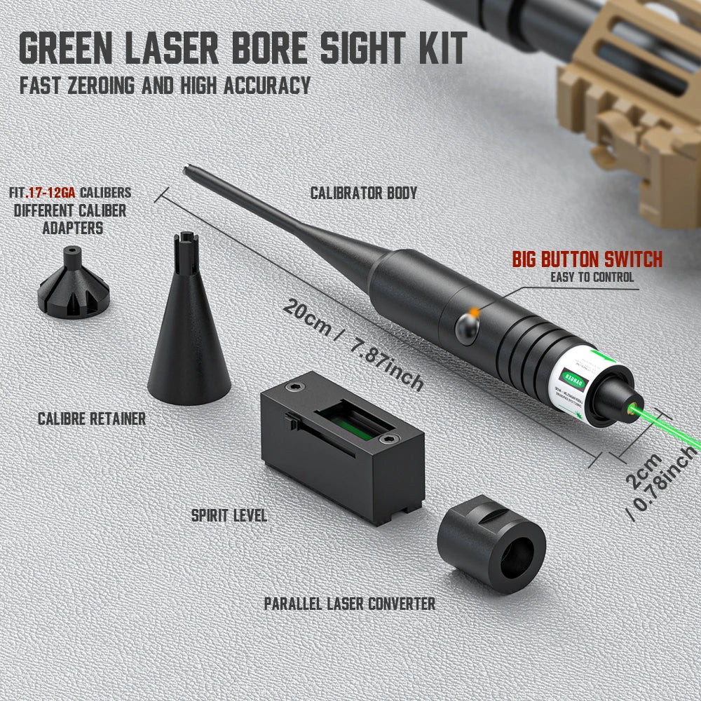 Taktischer grüner Laser-Kollimator-Visier-Kit für Gewehr und Pistole - Parallelkalibrierungs-Jagdvisier, geeignet für alle Kaliber.