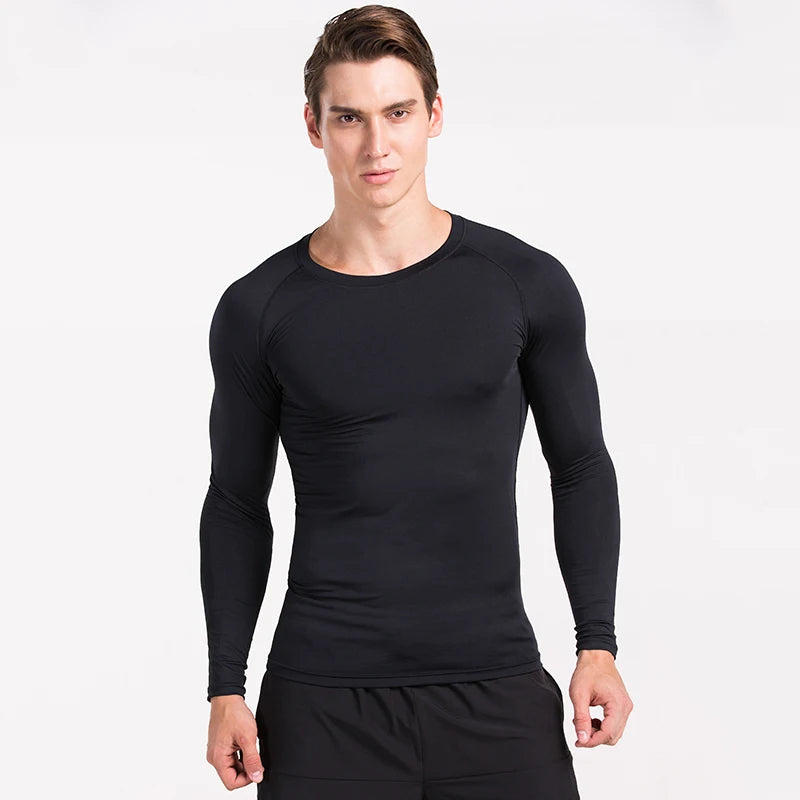 Kompressions-Laufshirt Herren Langarmshirt für Männer Sportbekleidung Schnelltrocknend Fitness T-Shirt Training Workout Muskelshirt
