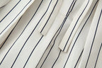 HH Damen Frühling Neue Mode Vintage Vielseitige Beige Gestreifte Puffärmel-Shirt + Hochtaillierte Lockere Plissierte Lässige Lange Hose Set
