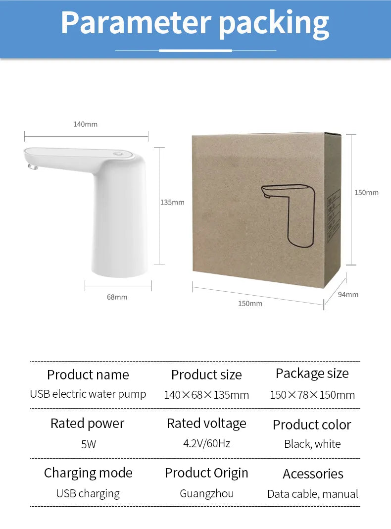 Wasserspender automatisch Mini-Fasswasser elektrische Pumpe USB-Ladung tragbarer Wasserspender Getränkespender