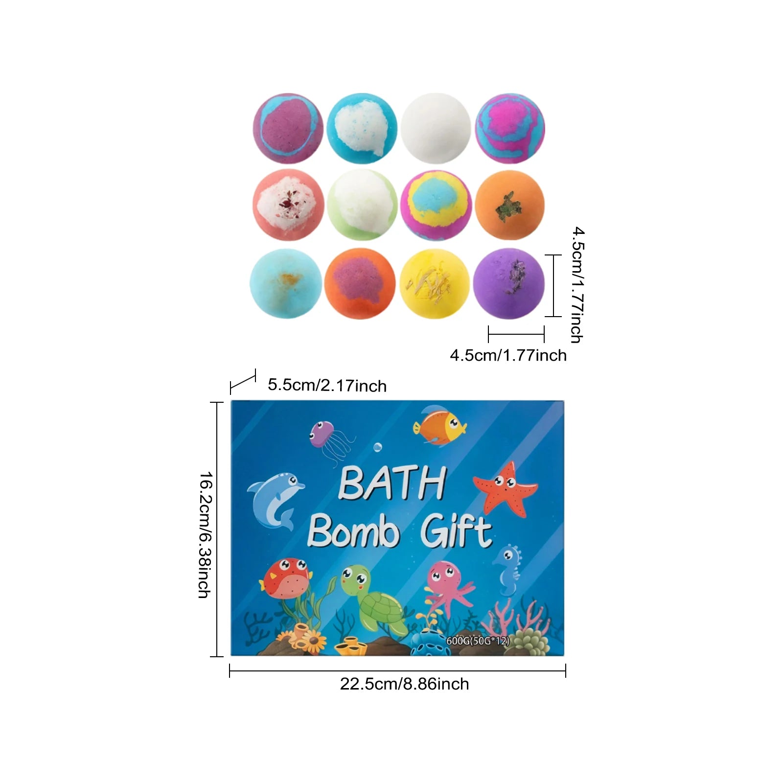 16tlg. Badebomben-Set für Kinder, handgemacht, natürlich, Mega-Blasen, Überraschung, hautfreundlich, lustiges Bade-Set, Ozeanspielzeug-Geschenk