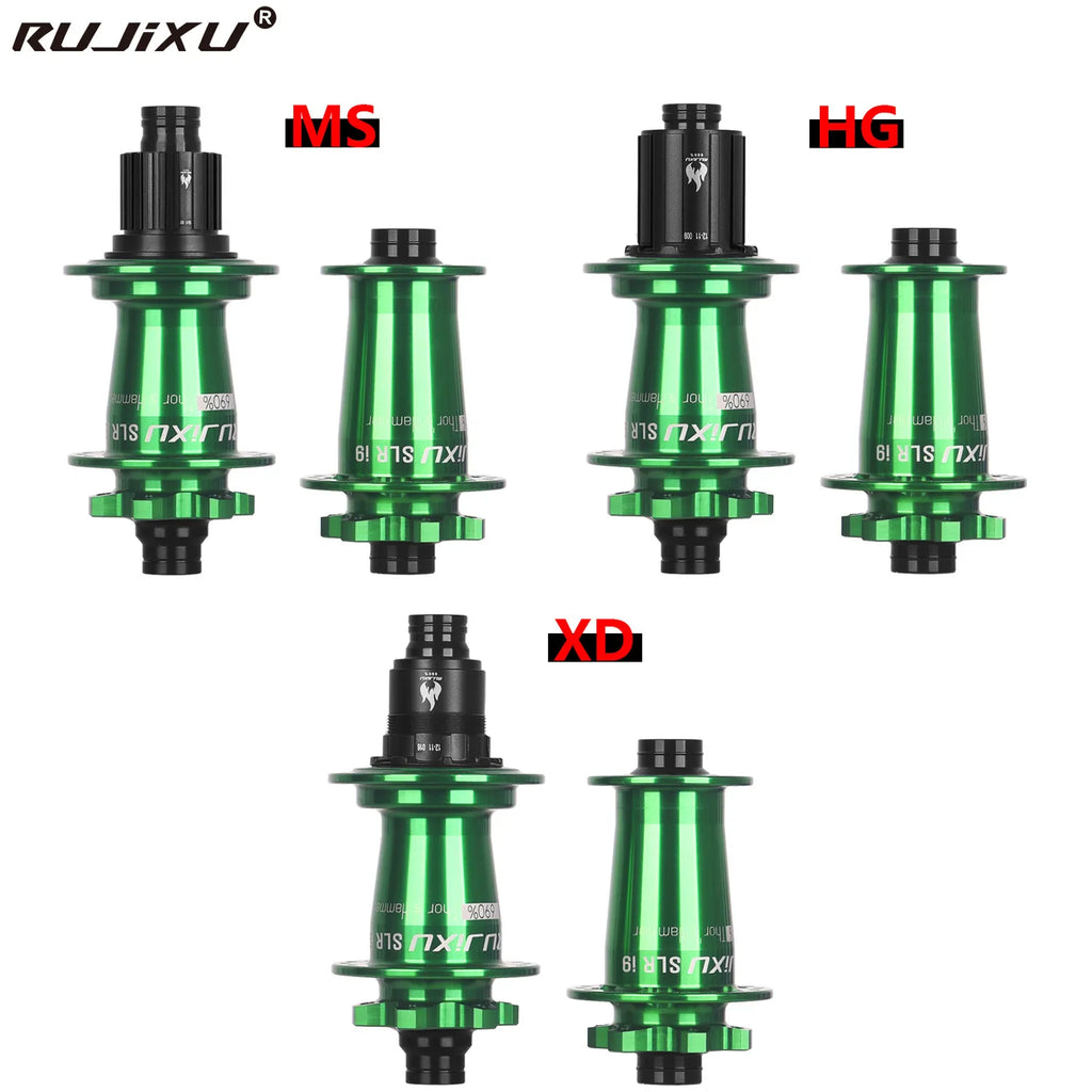 grün RUJIXU SLR I9 690 Click Nabe 7 Lager MTB Mountainbike Nabe Vorderrad Hinterrad 32 Loch QR TA BOOST Scheibenbremse Fahrrad MS/XD Naben
