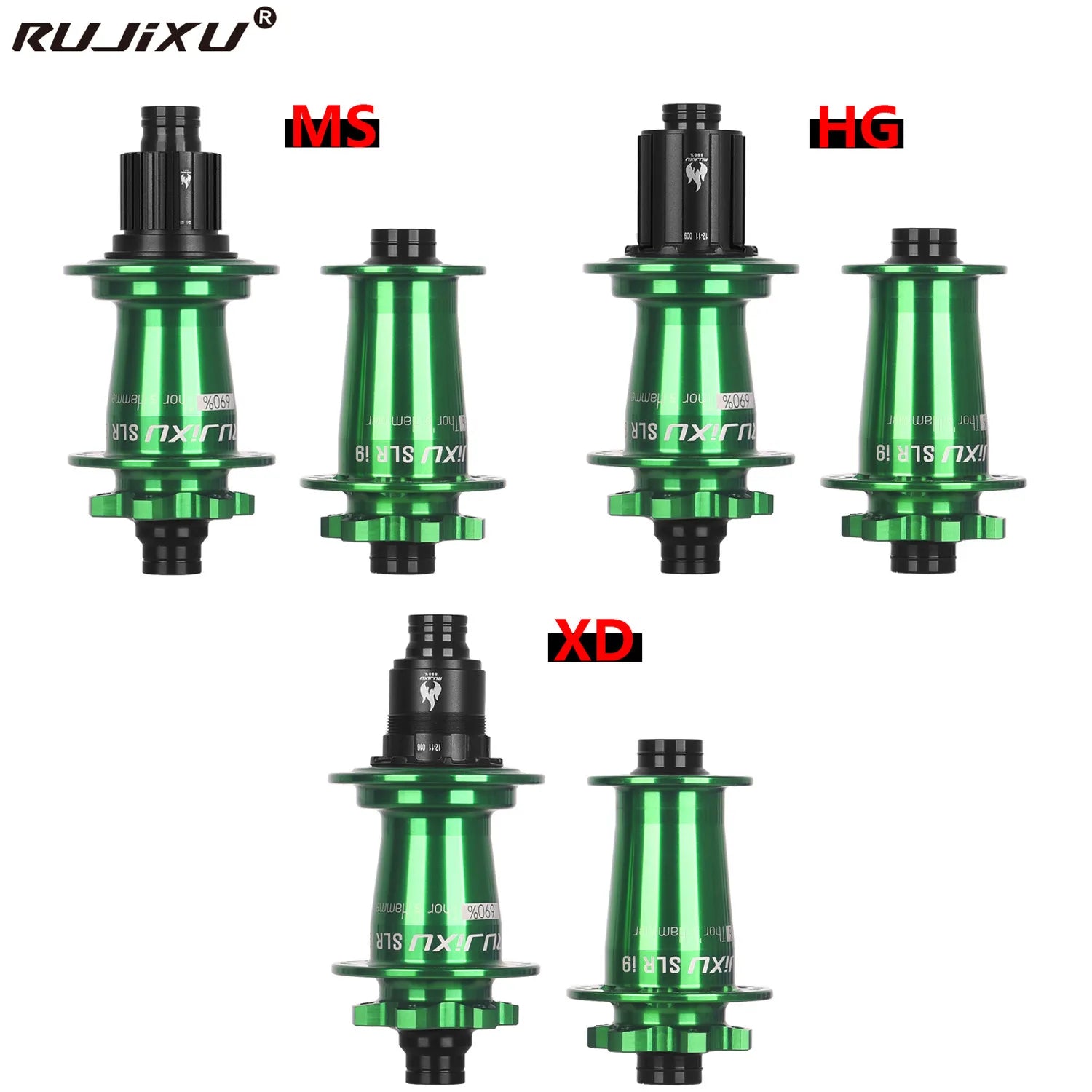 grün RUJIXU SLR I9 690 Click Nabe 7 Lager MTB Mountainbike Nabe Vorderrad Hinterrad 32 Loch QR TA BOOST Scheibenbremse Fahrrad MS/XD Naben