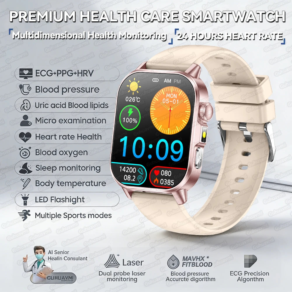 Neue präzise Gesundheits-Smartwatch EKG+HRV Harnsäure Blutfette Emotionswahrnehmung Bluetooth-Anruf Smartwatches für Männer und Frauen