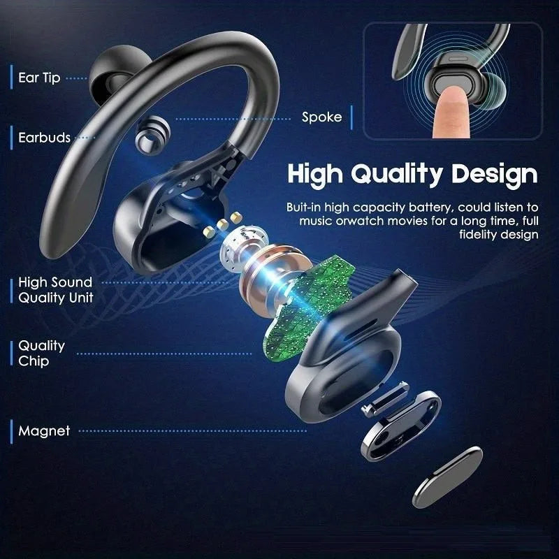 On-Ear LED Display Kopfhörer, Geräuschunterdrückende Ohrhörer, Tiefer Bass, Sport-Gamer, kabelloses Bluetooth Headset, wasserdicht mit HD Mikrofon