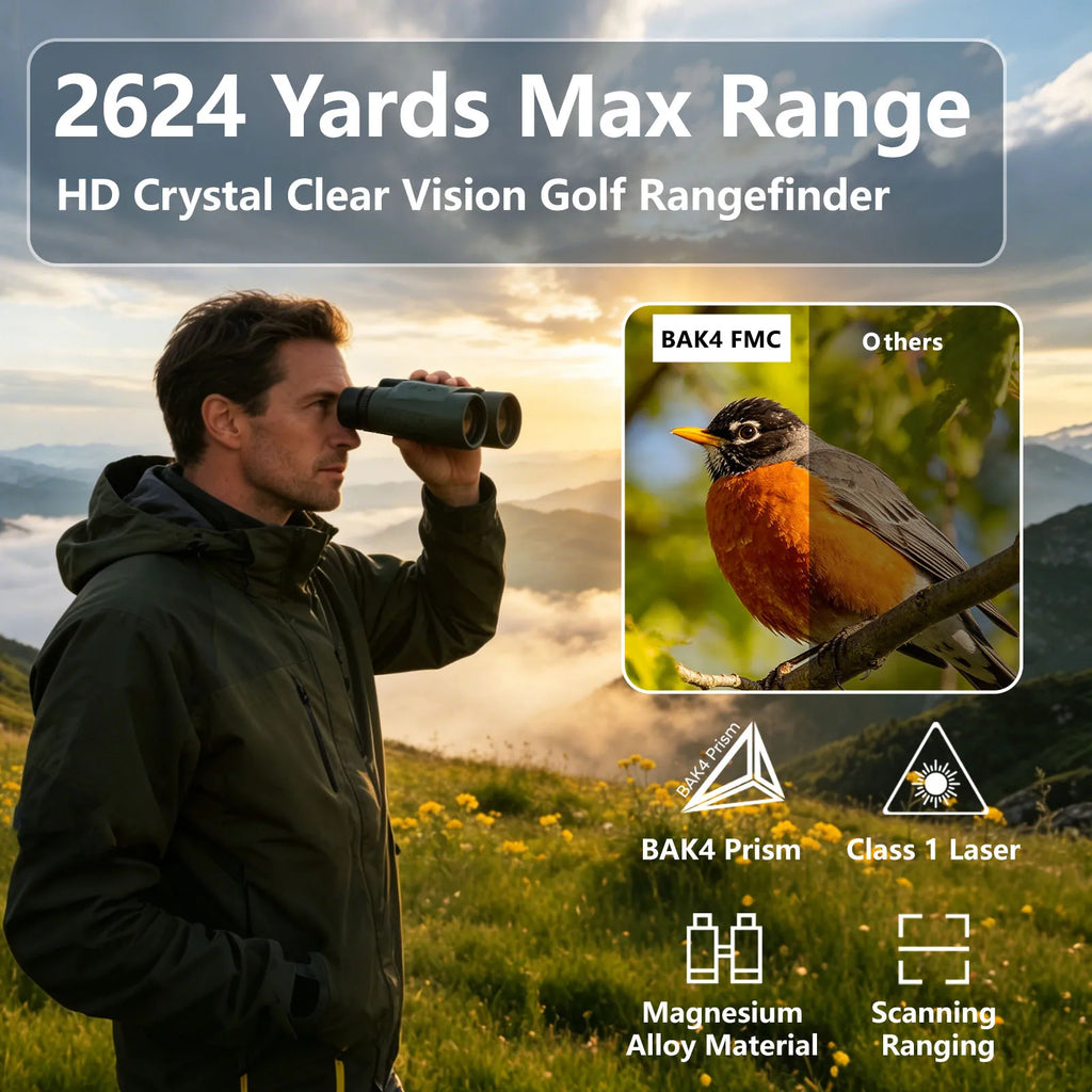 BOSHIWEI 10x42 HD Fernglas mit Laser-Entfernungsmesser IPX7 Wasserdicht Ergonomisches Design für lange Betrachtungs- und Messzeiten im Freien