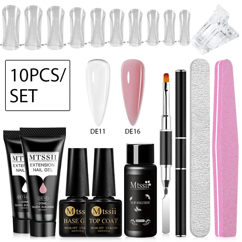 24-teiliges Set 20ml Poly Nail Extension Gel Kit Mini-UV-Lampe Versiegelung mit Basislack Überlack Professionelles Poly-UV-Nagelgel-Kit Starter-Kit