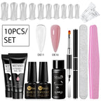 24-teiliges Set 20ml Poly Nail Extension Gel Kit Mini-UV-Lampe Versiegelung mit Basislack Überlack Professionelles Poly-UV-Nagelgel-Kit Starter-Kit