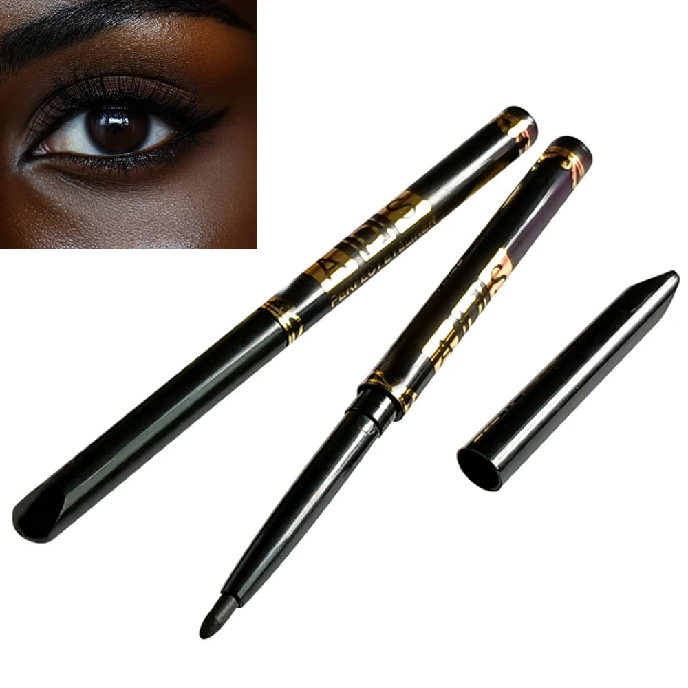 2 Stück wasserdichte schwarze braune Eyeliner-Stifte – wischfest, langanhaltend & anfängerfreundlich, glatt, hochpigmentiertes Punk-Augen-Make-up