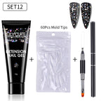 LILYCUTE 15ml Verlängerungsgel-Nagellack-Set Quick Nail Prolong mit Verlängerungsform-Nagelspitzen Acryl-Lösung Maniküre-Werkzeug-Kit