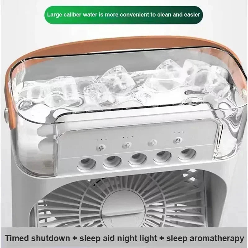 3-in-1 Mini Luftkühler Ventilator Tragbare Haushalts Klimaanlage Luftbefeuchter LED Nachtlicht für Zuhause Büro Schreibtisch Verwendung 25.5x18.5x8cm