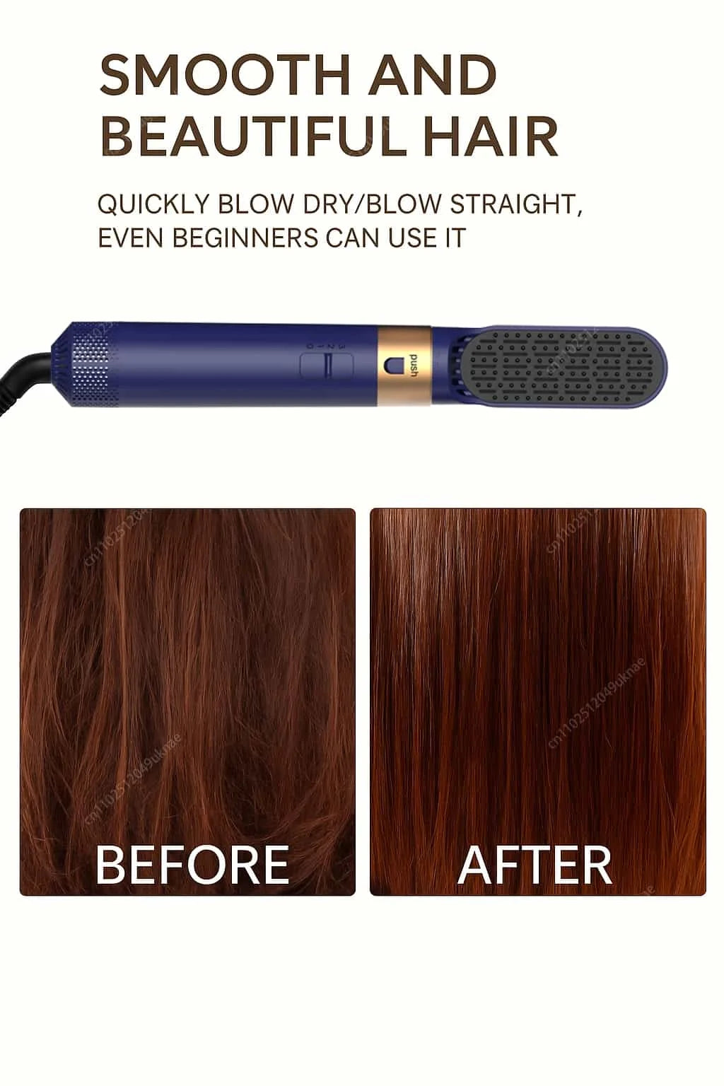 5-in-1-Haartrockner- und Heißluftkammbürste mit Lockenstab und Haarglätter zum schnellen Trocknen, Locken, Glätten und Stylen