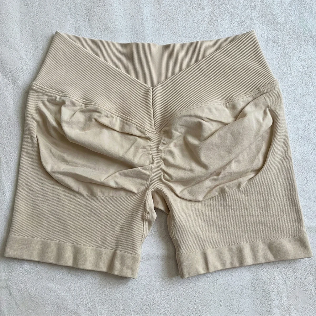 Damen Scrunch Shorts nahtlos V-Rücken Scrunch Booty Shorts Fitness Workout Laufen Yoga Gym Shorts