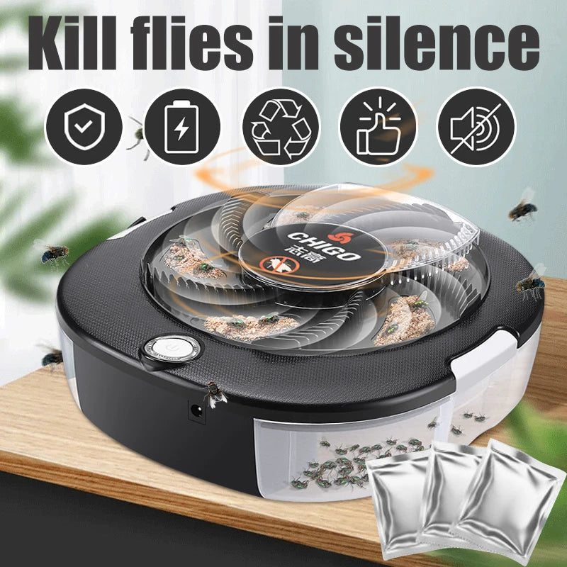 CHIGO Flycatcher Wiederaufladbare/USB Elektrische Fliegenfalle Sichere Innen-Fliegenfalle Außen-Insektenfanggerät Für Küche Garten