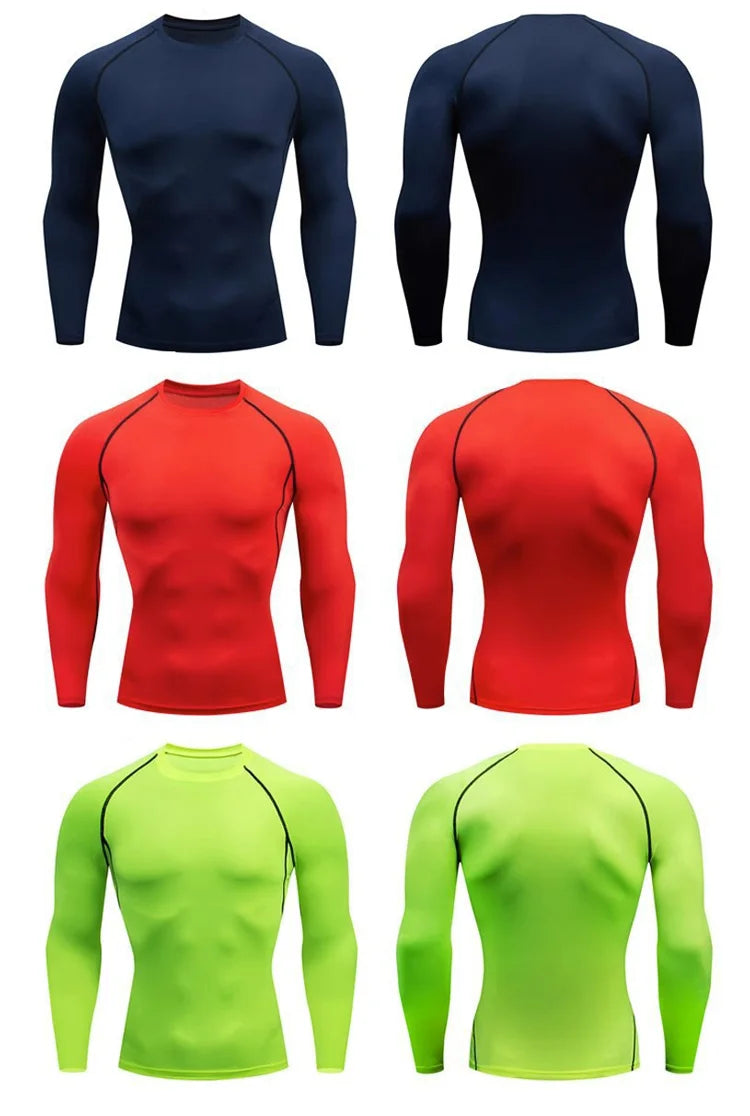 Kompressions-Laufshirt Herren Langarmshirt für Männer Sportbekleidung Schnelltrocknend Fitness T-Shirt Training Workout Muskelshirt