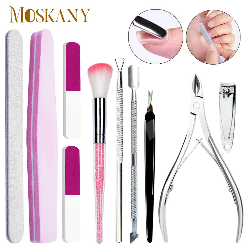 6tlg. Profi Nagelfeilen Maniküre-Sets Nagel-Set Nagelfeile Buffer Block Schleifstreifen Nagelhautschieber Edelstahl-Schieber-Kits Hauptbild