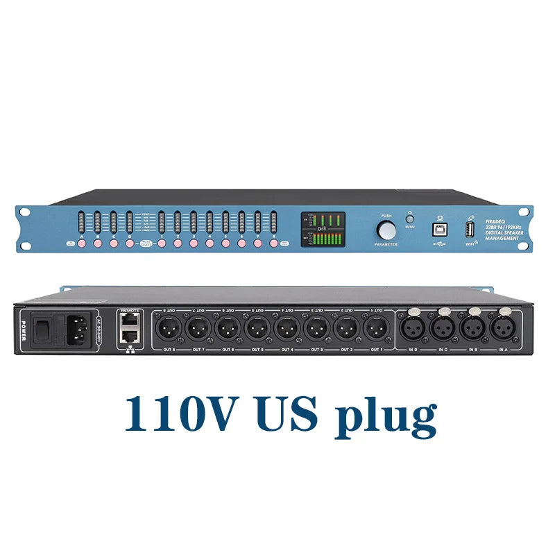 DP48X Professioneller Digital-Audioprozessor 4 Eingänge 8 Ausgänge Drive Rack Prozessor mit RIR DEQ 192KHZ Lautsprechermanagementsystem