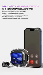 Übersetzung Kopfhörer mit Touchscreen Kabellos Bluetooth 5.4 Smart Earphone HiFi Audio Hohe Qualität Transparente Hülle Headset