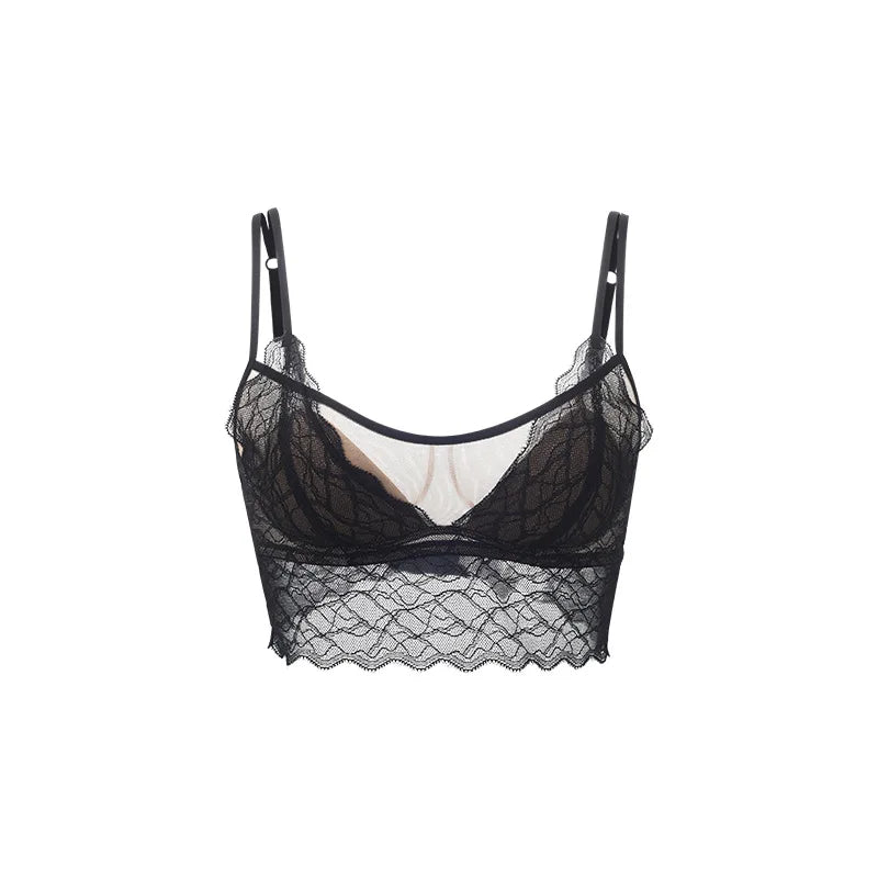 SuyaDream, Damen Spitzen-BH-Set, Futter aus echter Seide, dünne geformte Cups, ohne Bügel, transparente Unterwäsche aus Mesh, gemütliche Dessous 2025
