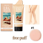 Bronze Bein- und Körper-Make-up-Foundation mit Puderquaste 100ml Wasserfest Lang anhaltend Gleichmäßiger Hautton Körperbräunungscreme 3 Farben