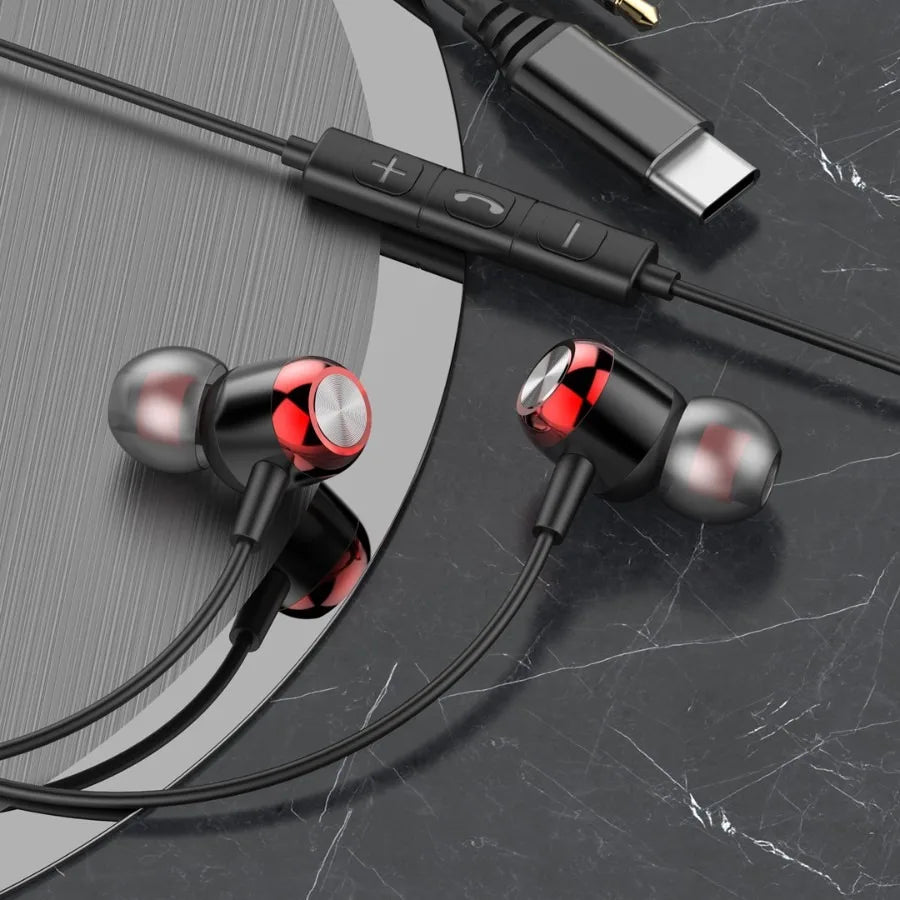 EARDECO TypeC/3.5mm Kabelgebundene Kopfhörer mit Mikrofon Lautstärkeregler Musik-Headset mit Bass Handy-Ohrhörer für Samsung Huawei Xiaomi