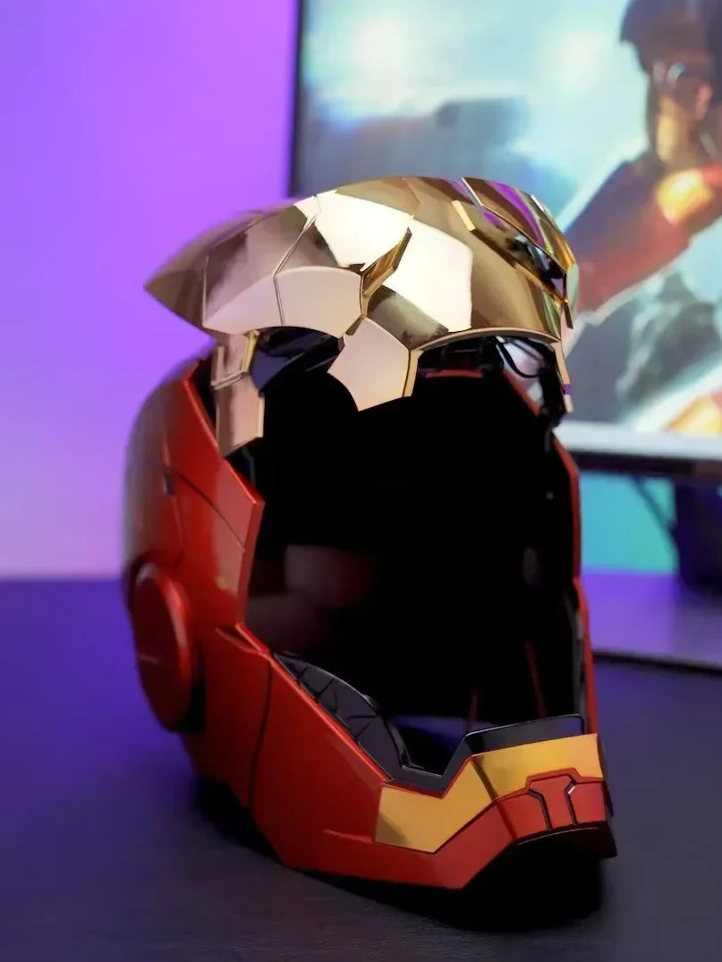 Neuer AutoKing 1:1 Mk5 Iron Man Helm Cosplay Sprachsteuerung Augen mit Licht Modell Spielzeug für Erwachsene Elektrisch tragbar Weihnachtsgeschenk