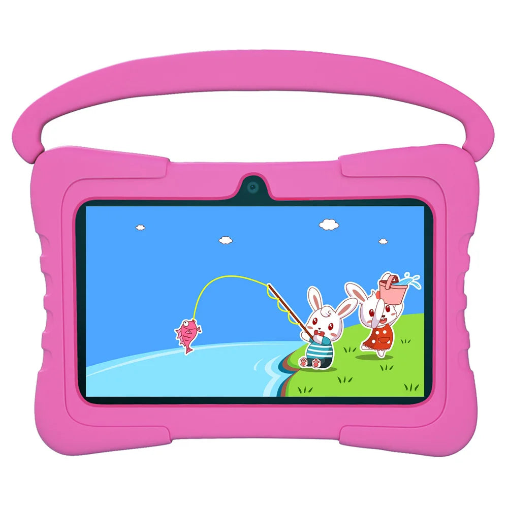 7-Zoll Kinder-Tablet Android 13 Quad Core 4GB RAM 64GB ROM 4000mAh WiFi Bluetooth Kindergeschenk Kindersoftware mit Silikonhülle