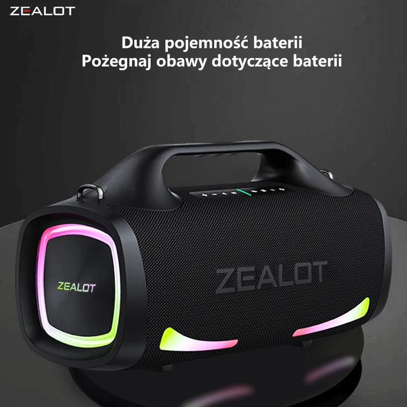 ZEALOT S79 Bluetooth-Lautsprecher 100W Tragbarer Subwoofer HiFi Dual Pairing Schnellladung 24000mAh Akku