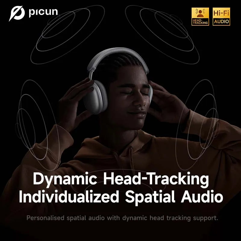 Picun F8MAX ANC Kabellose Kopfhörer 59dB Hybrid Active Noise Cancelling Spatial Audio Earphone Bluetooth 6.0 Over-Ear Headset 180H