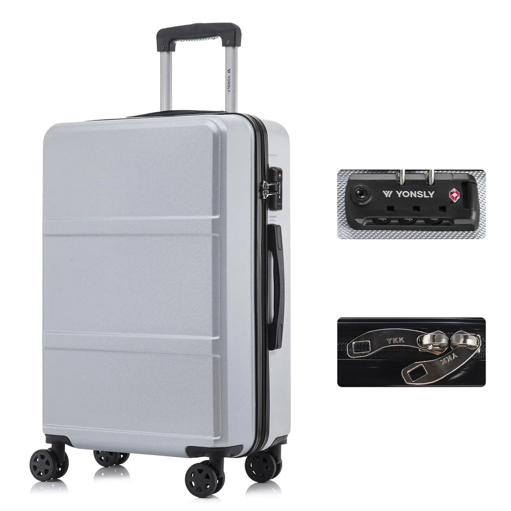 YONSLY Hartschalenkoffer 20/24/28 Zoll mit TSA-Schloss YKK-Reißverschluss 4 leise 360°-Rollen Netzfach Trolley Rollgepäck Handgepäck Koffer für Geschäftsreisen, Urlaube, Familienausflüge und Wochenendtrips