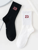 Herren-Crew-Socken, klassisch, Design mit Nummer 23, bequem, atmungsaktiv, feuchtigkeitsableitend