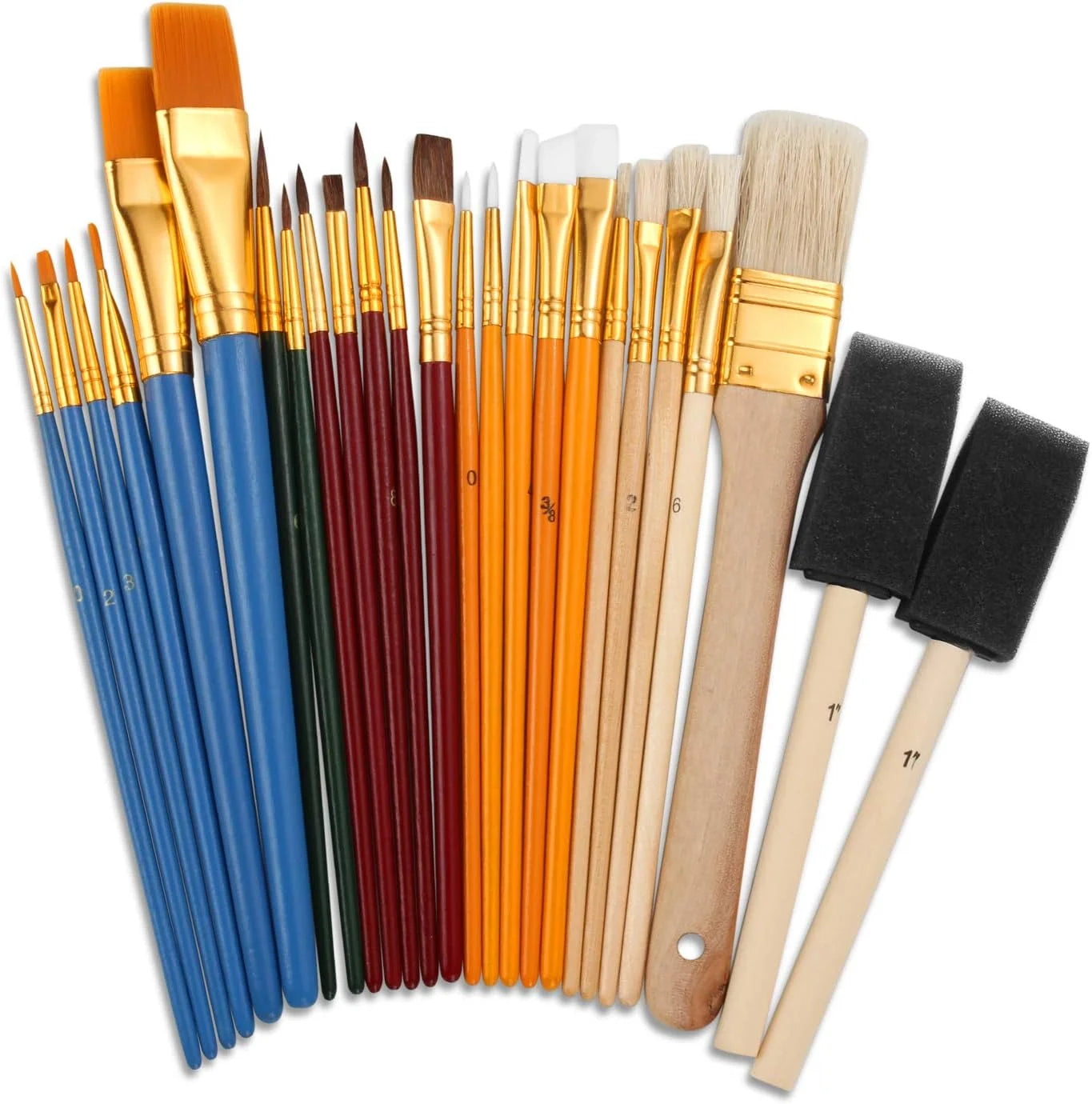 25 PCS All Purpose Paint Brush Set, Beginner, Paint, Craft, Multiple Mediums, Classroom - Assorted Paint Brushes Great Hauptbild