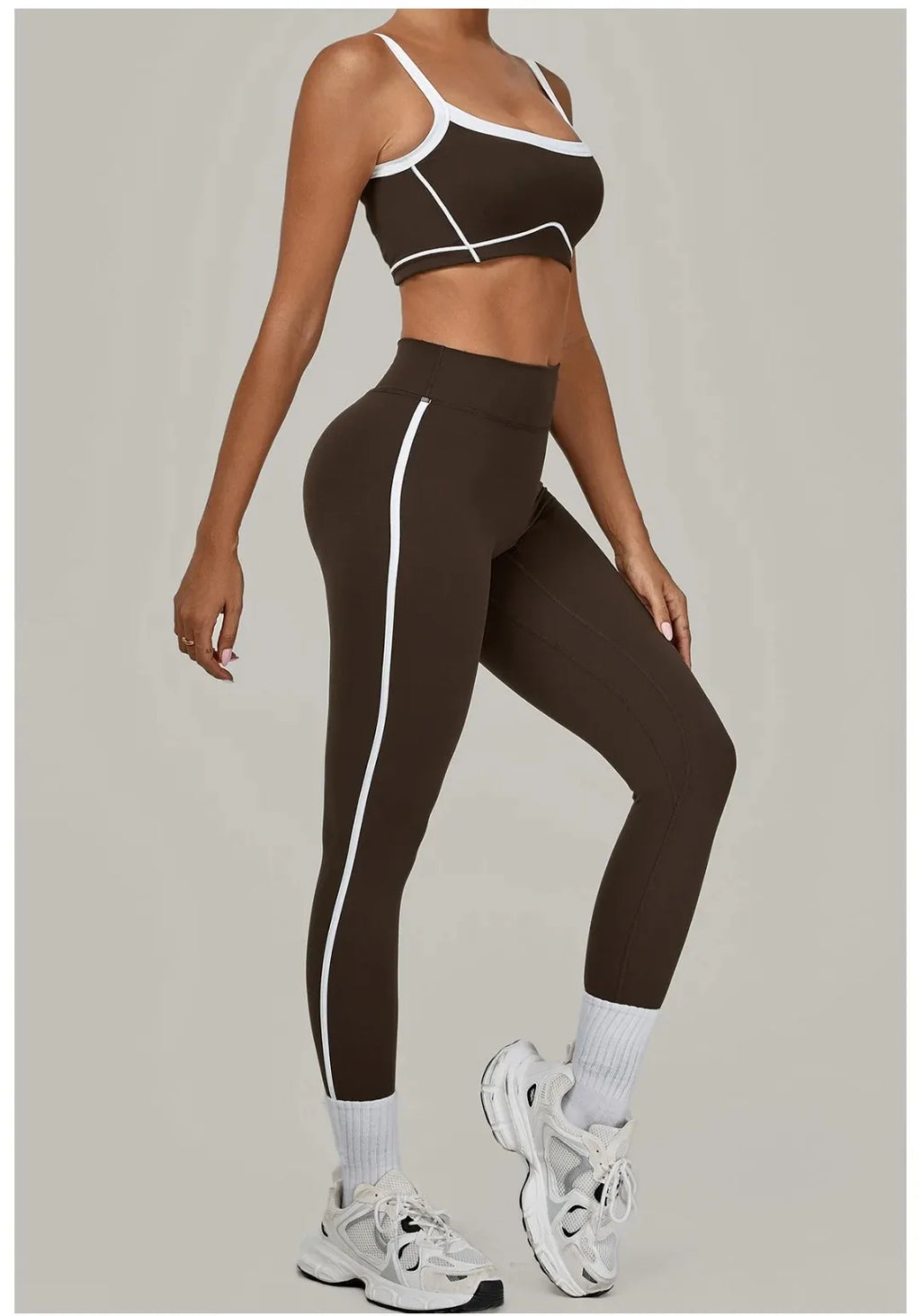 2PCS Damen Yoga-Set Hohe Taille Peach Hip Herausnehmbare Polsterung Sport-BH Hose Fitnessanzug Laufen Workout Gym Leggings Yoga-Set