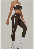 2PCS Damen Yoga-Set Hohe Taille Peach Hip Herausnehmbare Polsterung Sport-BH Hose Fitnessanzug Laufen Workout Gym Leggings Yoga-Set