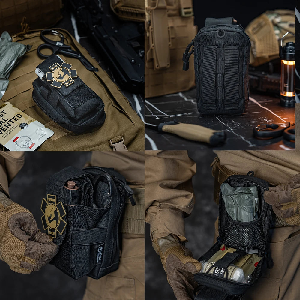 Rhino Rescue EDC Erste-Hilfe-Set IFAK Trauma mit Molle Taktischer Tasche Tourniquets Verband für Überleben
