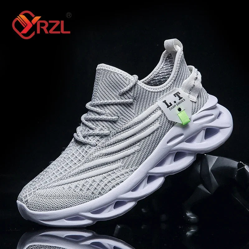YRZL Herren Sportschuhe Laufen Schwarz Jogging Freizeit Sneaker Outdoor Atmungsaktives Mesh Damen Leichte Stoßdämpfung Schwarz Tennis