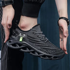 YRZL Herren Sportschuhe Laufen Schwarz Jogging Freizeit Sneaker Outdoor Atmungsaktives Mesh Damen Leichte Stoßdämpfung Schwarz Tennis