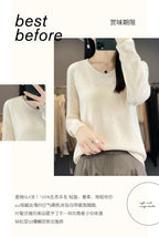 Damen 100% Merinowolle Pullover V-Ausschnitt Basic Pulli Herbst Winter Kaschmir Kleidung Langarm Weiche Strickware Oberteile Unifarben