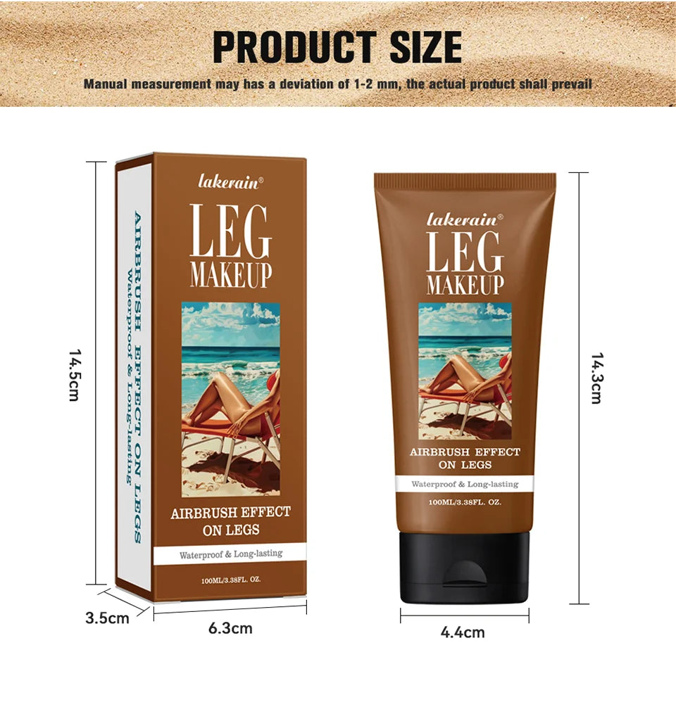 Wasserdichte Körper-Foundation mit gratis Puderquaste, Bronze Bein Make-up, lang anhaltende Bräunungscreme 100ml 3 Farben
