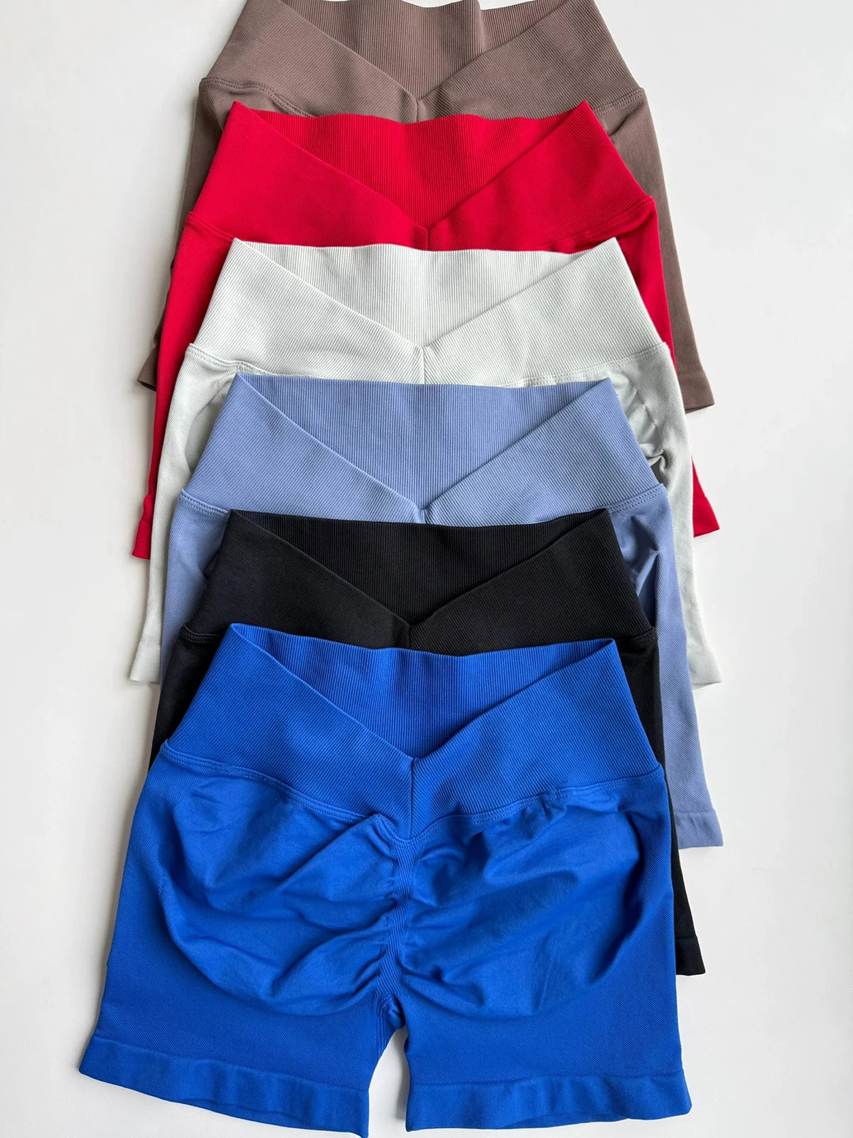 Damen Scrunch Shorts nahtlos V-Rücken Scrunch Booty Shorts Fitness Workout Laufen Yoga Gym Shorts