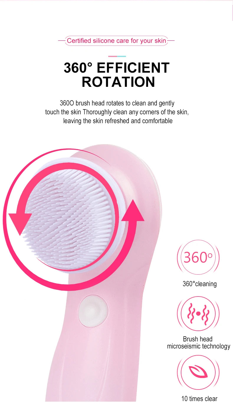 3-IN-1 Elektrischer Gesichtsreiniger, Gesichtsbürste, Reinigungsmaschine, Spa-Hautpflege, Massagegerät, Mitesserentfernung, Aufladbar