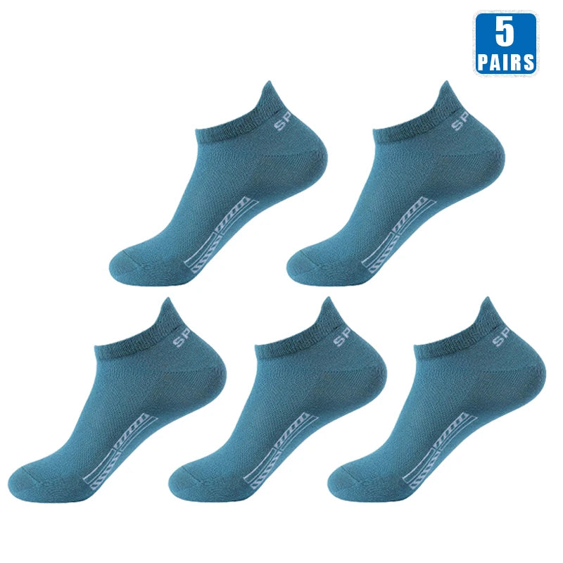 5 Paar kurze Baumwollsocken für Herren, hochwertige, tief geschnittene Crew-Socken für Damen, Knöchelsocken für Sport, atmungsaktives Mesh für den Sommer, lässige, weiche Herrensocken