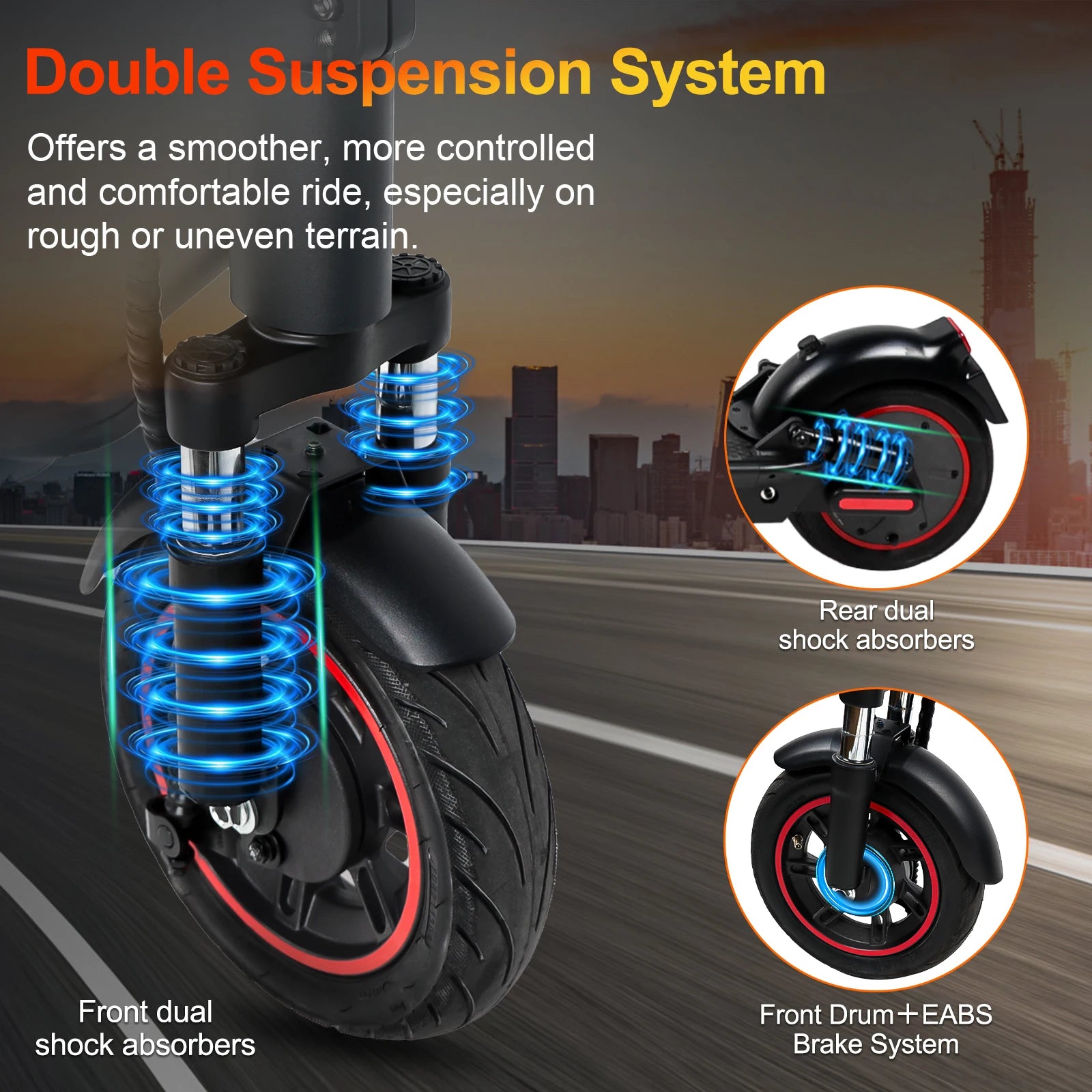 E-Scooter für Erwachsene Höchstgeschwindigkeit 35km/h E-Roller 500W (Spitze 750W) Elektroroller für Erwachsene