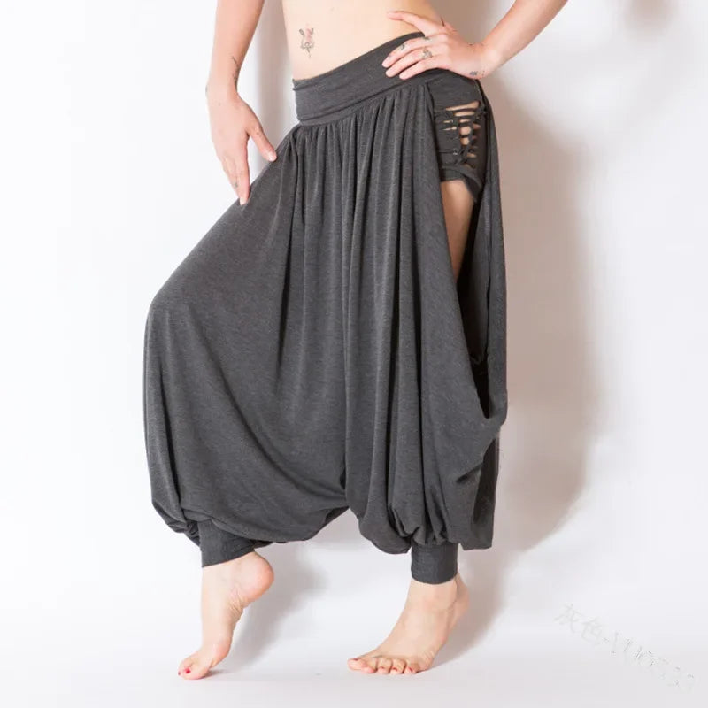 5XL Freizeit Damenhosen Haremshosen Sport Weite Hippie Sexy Hollow Out Streetwear Lockere Strandhosen Ropa Mujer Talla Grande