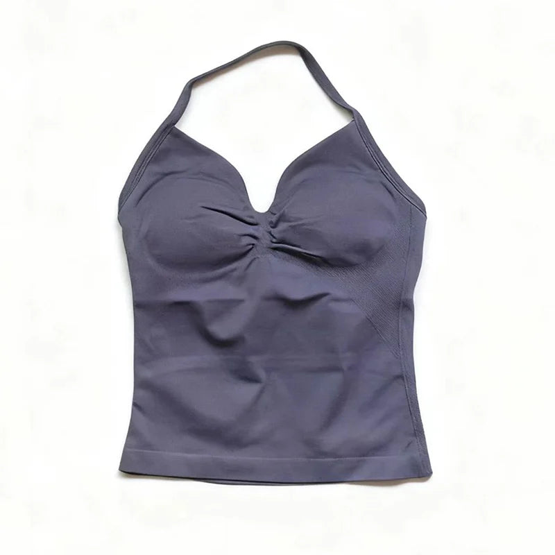 Gym Schöner offener Rücken BH Laufen Training Impact Neckholder Longline Trägertop Sport Yoga Weste Damen Fitness Tank Top