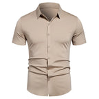 Herren Stretch Hemd Bügelfreie Hemden Regular Fit Kurzarm Stretch Business Casual Button-Down Hemden