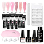 24-teiliges Set 20ml Poly Nail Extension Gel Kit Mini-UV-Lampe Versiegelung mit Basislack Überlack Professionelles Poly-UV-Nagelgel-Kit Starter-Kit