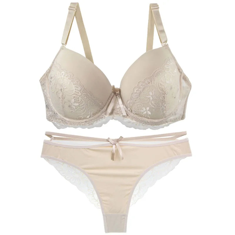 DaiNaFang Sexy BH-Set Grün Schwarz Beige Rot Weiß Lila Spitze Schleife Blumen Unterwäsche für Damen Übergröße Dessous