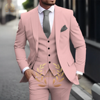 Herren Khaki 3-teiliger Anzug Klassischer spitzer Revers Business Formal Hochzeit Bräutigam Slim Fit Eleganter Gentleman-Stil Mode Blazer